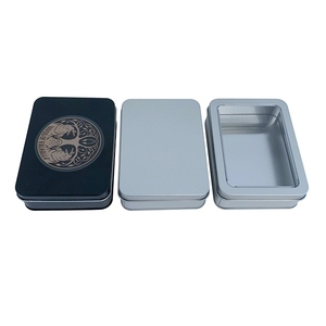 Pronto per la spedizione rettangolo argento metallo scatola di <span class=keywords><strong>latta</strong></span> Custom carte da gioco barattolo di <span class=keywords><strong>latta</strong></span> con inserto in schiuma titolare - Product Image 1