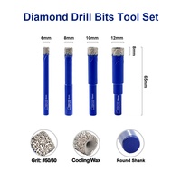 6/8/10/12mm Auto-cool tige ronde brasée sous vide couronne sèche porcelaine diamant forets trou scie trou Cutter avec cire remplie