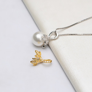 Pendentif tête de fleur en argent plaqué Wenchi S925, perle 11-12, accessoires de bijoux DIY, semi-finis, 14058, Chine - Product Image 1