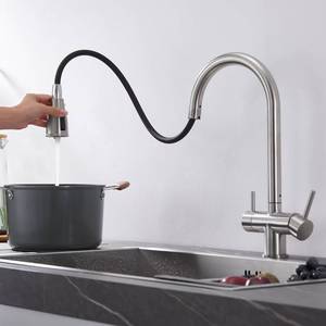 3 Way Kitchen Sink Tap 304 Stainless Steel Drinking Water Faucet With <b>Pull</b> Out Spray - Product Image 3