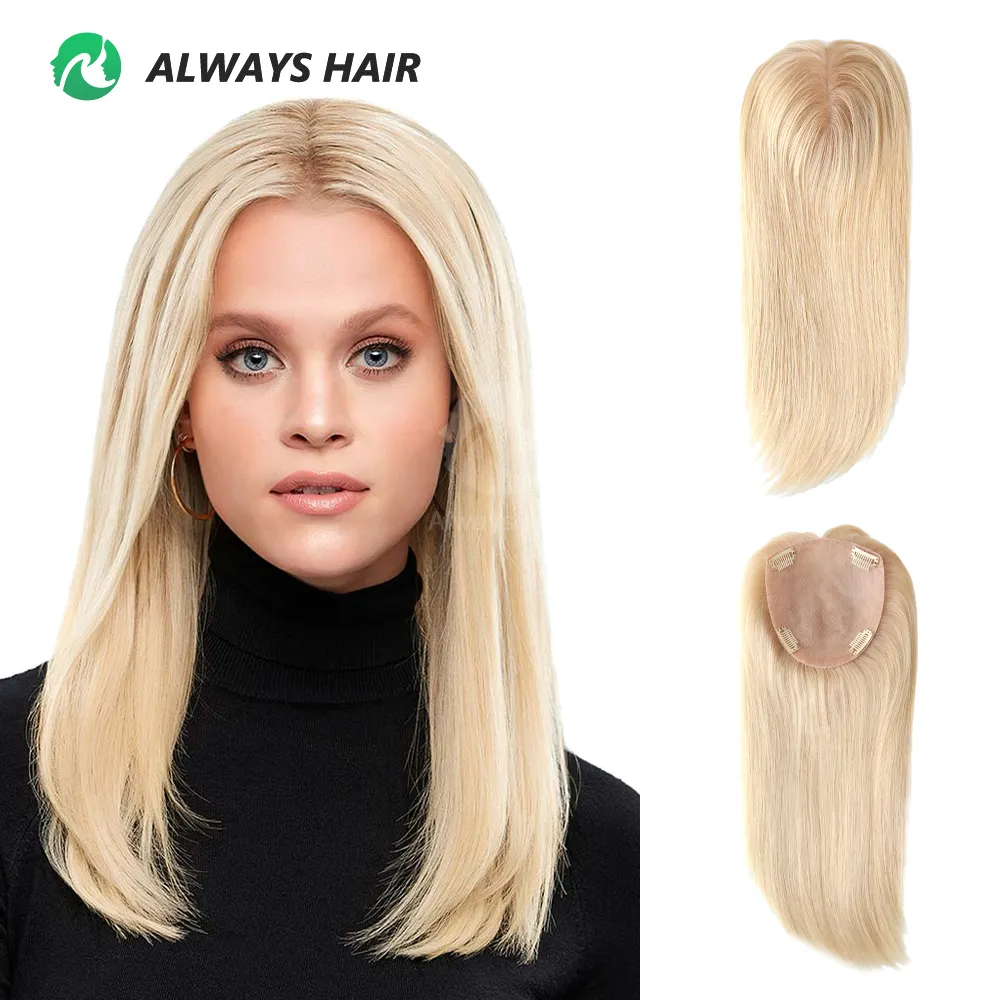 Echthaar Toupee Nagel haut Remy Hair Topper Neue chinesische Seiden basis für Frauen Style 14 "16" Natural Straight Free Style