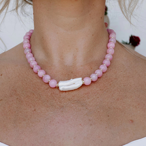 Collar Bohemia Colorido de Acero Inoxidable Chapado en Oro con Piedras Preciosas, Collar de Perlas Naturales con Cuentas para Mujer - Product Image 6