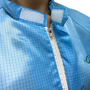 ALLESD antipolvere colore blu personalizzato ricamo ESD abito antistatico uniforme camera bianca uniforme - Product Image 4