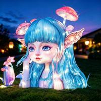 Lampu LED Kain Sutra Tahan Air Bentuk Bunga Gadis Peri, Lentera Festival Luar Ruangan, Laris Manis, Estetis untuk Halaman