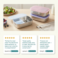 Nouveauté, boîte à lunch OEM en acier inoxydable 304, 800 ml, avec couvercle en silicone et séparateur amovible, récipient alimentaire réutilisable, boîte bento