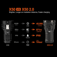 ACEBEAM X50 2.0 première lampe de poche PD Power Bank Max 45000 Lumens élevés plus lumineux 21700 batterie 871M jeter QC chargeur 6500K 5000K