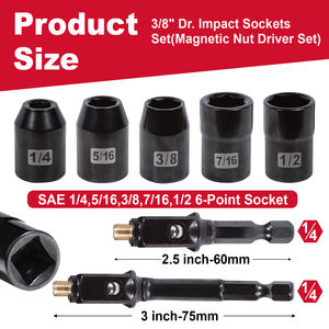 ชุดซ็อกเก็ตอลูมิเนียมสีบรอนซ์37ชิ้น1/2 3/8 SAE 3/4IN ซ็อกเก็ตส่งผลกระทบลึกมีคุณสมบัติ HEX 11/32in <span class=keywords><strong>Dr</strong></span>. impact - Product Image 6