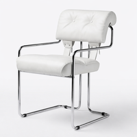 Chaise de salle à manger ergonomique de style turkmène, luxe léger, en cuir véritable, avec accoudoirs, structure métallique, mobilier de maison et de bureau