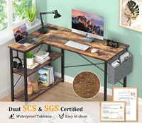 Bureau en métal avec prise USB, surface en bois réversible de 47 pouces, bureau d'angle pour petit espace avec sac de rangement, montage facile