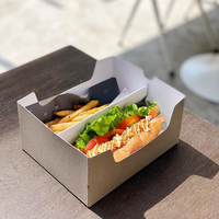 Boîte en carton multi-grilles ventilée en matériaux recyclés de qualité alimentaire, impression personnalisée, emballage jetable pour hot-dogs, frites, gâteaux, restauration rapide