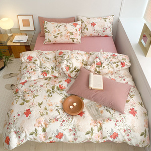 Monet Bộ đồ giường 3 món cỡ King Phong Cách sân vườn Bộ vỏ gối mềm mại thoáng khí vỏ chăn bông 100% in hoa thực vật - Product Image 2