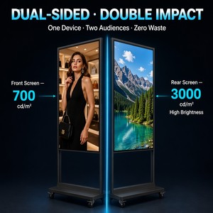 Affichage numérique LCD 4K double face de 43 à 65 pouces, animation, 3000 cd/m2, support au sol, support mural suspendu, publicité - Product Image 3