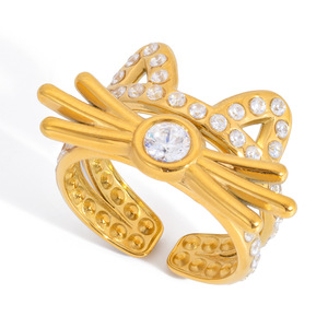 <b>Cat</b> Shape Gold Plated Rhinestone <b>Ring</b> For Women Animal Zodiac Jewelry Gift - Product Image 5