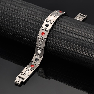Junhong Jewelry Men's Classic Geometric Fashion Silver&Gold Stainless Steel Magnetic Health Therapy Care <b>Chain</b> & Link Bracelet - Product Image 3
