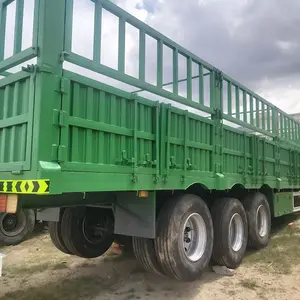 גדר מטען חצי משאית קיר צד נגרר 3 סרנים 40ft 12m 50ton חצי נגרר משאית אשפה משאית נגרר משאיות טרקטור