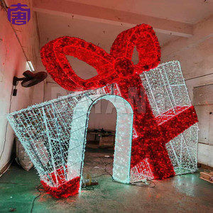 Commercial Outdoor Christmas 3D Navidad Gift Box <b>Motif</b> LED Illuminated <b>Lights</b> IP65 Park Garden Decoration Plaza Decor - Product Image 5