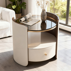 Mesa de <span class=keywords><strong>Noche</strong></span> Moderna para Dormitorio con Gabinete Metálico, Panel de Almacenamiento para Sala de Estar - Product Image 1