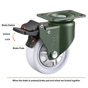 Ingrosso di rotelle industrial YTOP 4 Zoll weiße Rollen pp Räder feste Schwenk bremsen Industrial Castor - Product Image 4