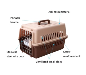 Chenils en plastique pour animaux de compagnie Porte en fil métallique en plastique roulant Caisse de voyage pour chien Approuvé par la compagnie aérienne Coque en plastique durable Transporteur pour animaux de compagnie - Product Image 2