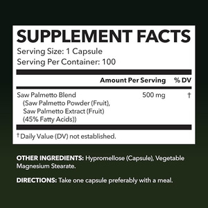 Cápsulas Saw Palmetto Balance, Suplemento para la Salud de la Próstata Masculina, Bloquea e Inhibe los Androgóneos, Mejora la Caída del Cabello, Vitaminas - Product Image 3