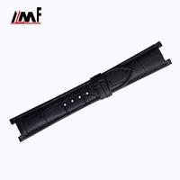 Meilleures ventes en gros : Bracelet de montre flexible en cuir de veau grainé alligator semi-mat noir, multi-tailles, avec boucle ardillon compatible