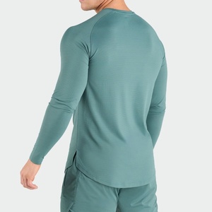 เสื้อยืดออกกำลังกายแขนยาวทรงหลวมแบบใหม่ ดีไซน์เองได้ ผ้าคอตตอน 95% ผสมอีลาสเทน 5% สำหรับผู้ชาย - Product Image 4