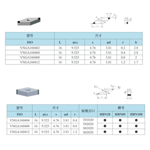 Outils de coupe PCBN pleine face, plaquettes de tournage CBN solides DNMG DNGA VNGA pour acier trempé et fonte - Product Image 6