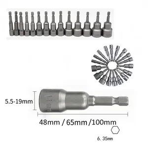 1/4 "メートル法およびインペリアルサイズのドライブソケットビットホルダー5-19mm磁気ナットセッター