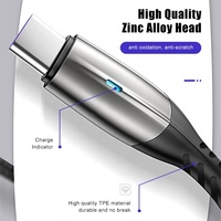Cable DE DATOS trenzado de tela de gama alta A10L 3A 1M Luz LED Tipo C Carga rápida Micro USB para computadoras Samsung Auriculares Cobre puro