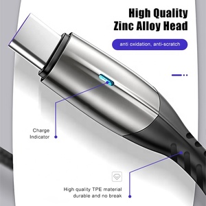 Di fascia alta A10L 3A 1M tessuto treccia cavo dati luce LED tipo C ricarica rapida Micro USB per <span class=keywords><strong>computer</strong></span> Samsung auricolari in rame puro - Product Image 2