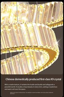 Luxe Grand Escaliers Led Golden Villa Lustre Rond Lumière pour Hôtel Salon Banquet Hall Creative Suspension Lampe
