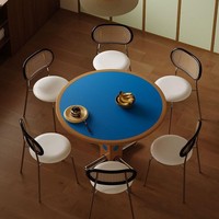 Table à manger en bois style nordique Bauhaus à pois avec pieds en métal et plateau en bois massif pour petits appartements et locataires