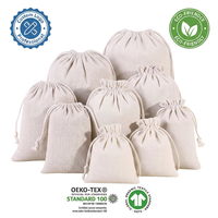 Sacs en mousseline de coton personnalisés avec cordon de serrage, vente en gros, pour bijoux, sachets d'herbes, cadeaux de mariage, emballages cadeaux