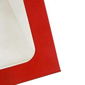 Sac fourre-tout personnalisable à double compartiment pour desserts, avec poignées découpées et fenêtre, fabriqué en papier kraft rouge festif. - Product Image 2