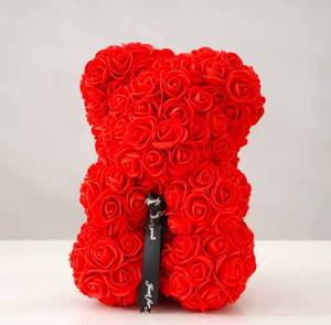 Factory wholesale 25cm Valentine's Day rose simulation flower creative rose hug bear eternal flower birthday gift