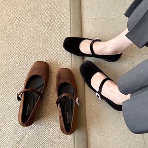 039-8 <span class=keywords><strong>Scarpe</strong></span> Mary Jane Vintage in <span class=keywords><strong>Velluto</strong></span> per <span class=keywords><strong>Donna</strong></span>, Stile Balletto, Casual, Taglie Grandi 35-45, Fibbia con Strass, Rialzo Interno - Product Image 1