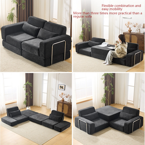 Sofá Cama Para Sala de Estar de Pana Expandible, con Diseño de Esquina Moderno, Simple y Elegante, Espuma de Alta Densidad Comprimida al Vacío - Product Image 4