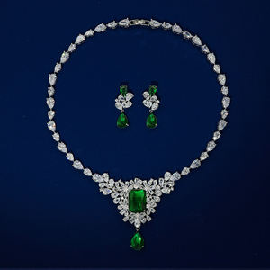 HIBRIDE Einzigartiges Design Kubisches Zirkonia Stein Damen Abend Tanz Party Kostüm Schmuckset für Bräute Hochzeitsaccessoires N-1553 - Product Image 2