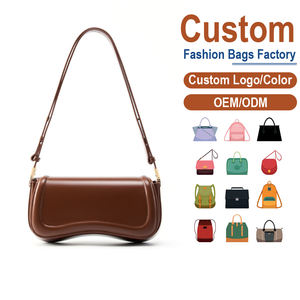 Bolso de Hombro de Cuero Negro con Forma de Ola - Estilo Vintage para Dama, Cuero de Grano Liso, Herrajes Dorados, OEM para Boutiques a la Moda - Product Image 2