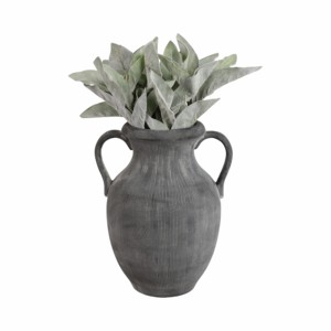 Vaso a forma di brocca con texture e manico, superficie a coste, decorazione in ceramica per soggiorno, complemento d'arredo moderno, espositore scultoreo - Product Image 2