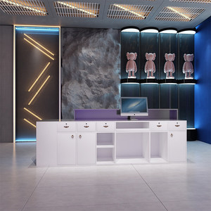 Moderne industriële roestvrijstalen receptiebalie luxe metalen balie voor sportschool, fitness & beautysalon - Product Image 3