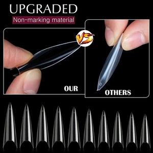 500 <span class=keywords><strong>Uñas</strong></span> Postizas de Acrílico Transparente Tipo Stiletto, Puntas de <span class=keywords><strong>Uñas</strong></span> de Gel Suave <span class=keywords><strong>Largas</strong></span> - Product Image 5