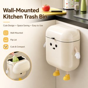 UFORU Poubelle murale moderne en plastique avec couvercle pour bureau et cuisine - Product Image 1