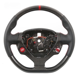 Volante de Cuero Negro y Fibra de Carbono Real Hecho en Fábrica para Autos de Carreras <span class=keywords><strong>Ferrari</strong></span>, Volante de Auto de 3 Carreras, de Antiguo a Nuevo - Product Image 1