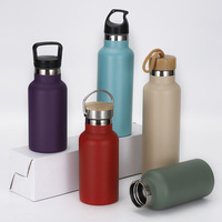 Bouteille d'eau de randonnée avec couvercle en bambou, logo personnalisé, 750 ml, 1 L, double paroi en acier inoxydable, isolée sous vide, pour sport, camping, eau glacée hydrogénée