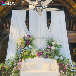 LEDA white <b>square</b> Wedding Decoration Backdrop <b>set</b> Milk silk Curtain Fabric Drapery Valance - Product Image 3