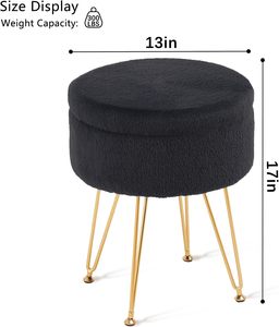 <span class=keywords><strong>Tabouret</strong></span> <span class=keywords><strong>de</strong></span> courtoisie multifonctionnel moderne avec repose-pieds <span class=keywords><strong>rond</strong></span> et pouf <span class=keywords><strong>de</strong></span> rangement en fausse <span class=keywords><strong>fourrure</strong></span> douce pour la chambre à coucher - Product Image 4