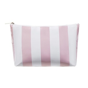 Sac de maquillage rayé imperméable en PVC, sacs cosmétiques transparents, faciles à nettoyer, organisateur, pochette de voyage, pochette de plage - Product Image 1
