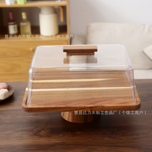 Acacia <b>Wood</b> <b>Cake</b> And Pastry Stand Wooden Dessert Tray With Lid For Table Display - Product Image 4
