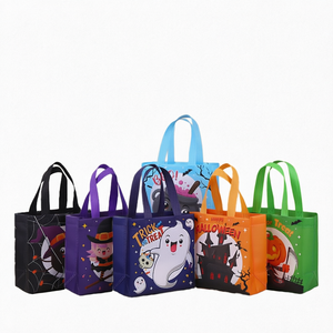 Sac de courses réutilisable personnalisé en non-tissé laminé avec bandoulière, taille moyenne, pour Halloween, idéal pour les magasins - Product Image 1